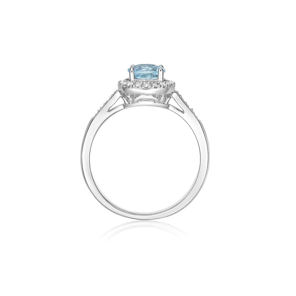 Aquamarine &amp; 1/8 ct. tw. Diamond Ring in Sterling Silver – Image 2 of 3