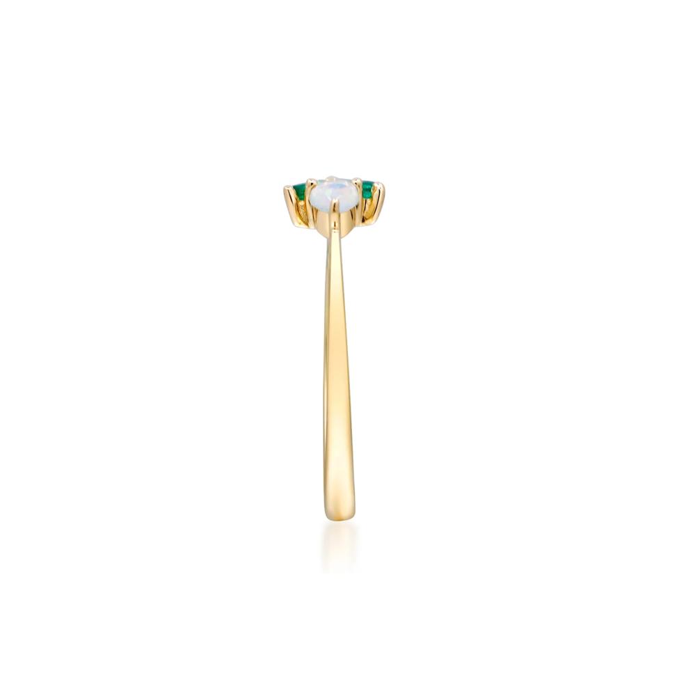 Emerald, Opal and Diamond Accent Ring in 10K Yellow Gold – Image 3 of 5