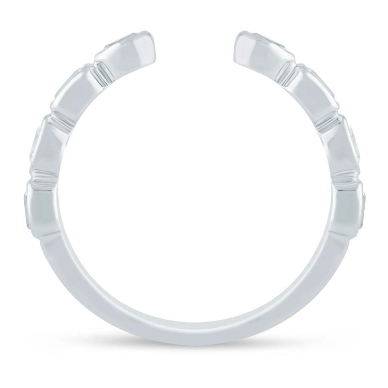 Lab Grown Diamond Emerald and Oval Open Band in 14K White Gold &#40;5/8 ct. tw.&#41; – Image 2 of 3