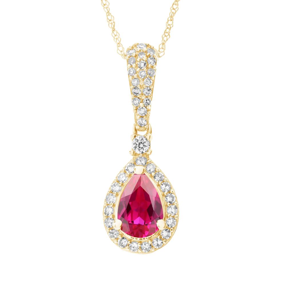 Ruby and Diamond Pendant in 10K Yellow Gold (1/5 ct. tw.) – Image 1 of 3