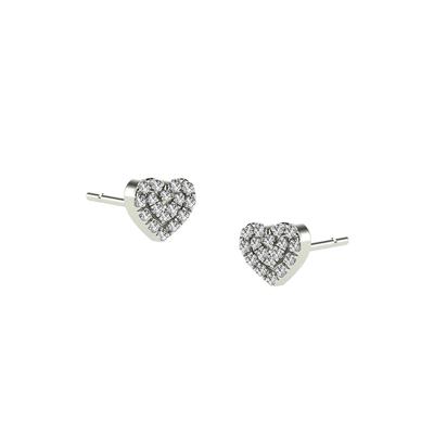 Diamond Heart Stud Earrings in 10K White Gold (1/10 ct. tw.)