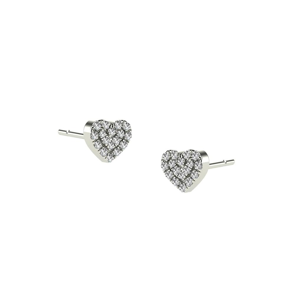Diamond Heart Stud Earrings in 10K White Gold (1/10 ct. tw.) – Image 1 of 2