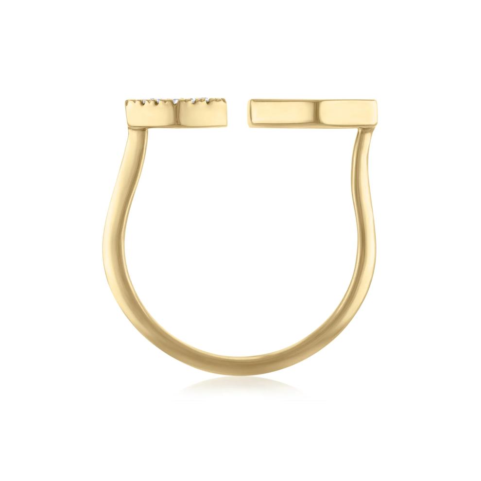 Diamond Open Hexagonal Ring in 10K Yellow Gold (1/10 ct. tw.) – Image 2 of 3