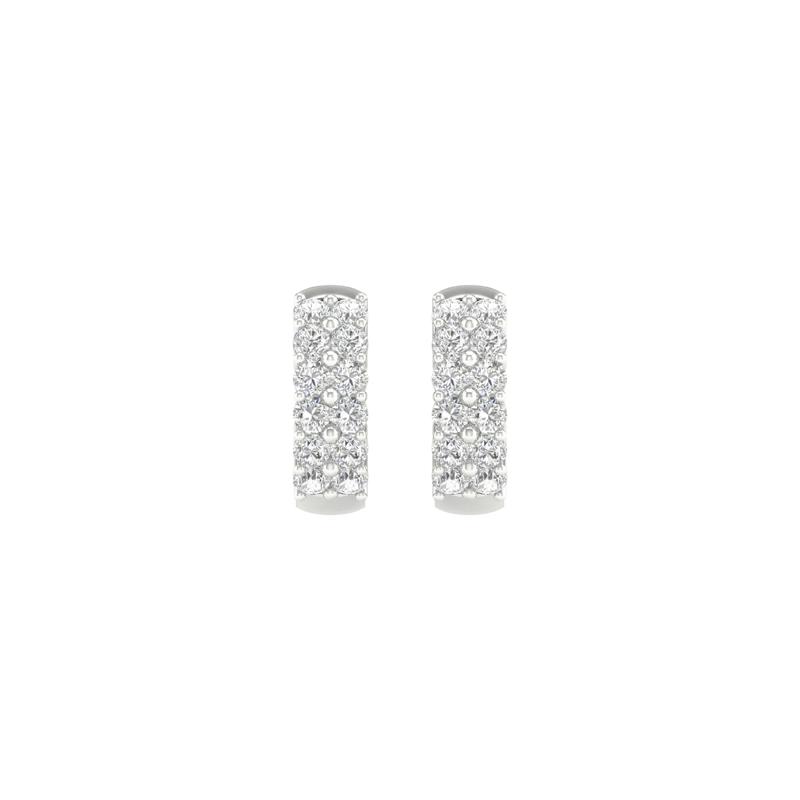 Lab Grown Diamond Two-Row Hoop Earrings in 14K White Gold &#40;2 ct. tw.&#41; – Image 2 of 3