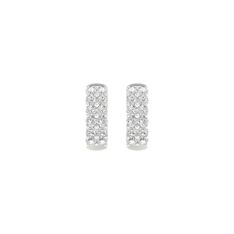 Lab Grown Diamond Two-Row Hoop Earrings in 14K White Gold (2 ct. tw.) – Image 2 of 3