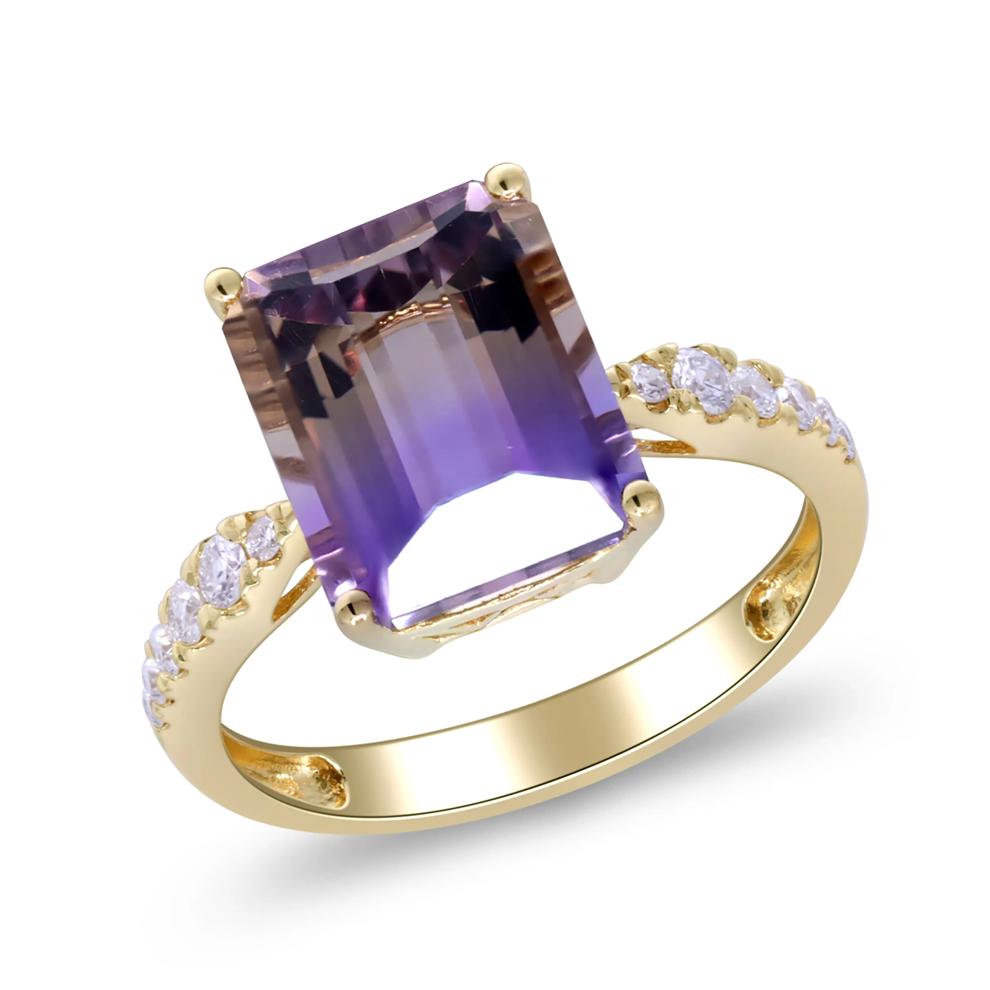 Ametrine and Diamond Ring in 10K Yellow Gold (1/5 ct. tw.) – Image 4 of 5