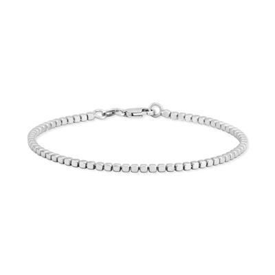 Rounded Square Bead Bracelet in Sterling Silver, 7.5"