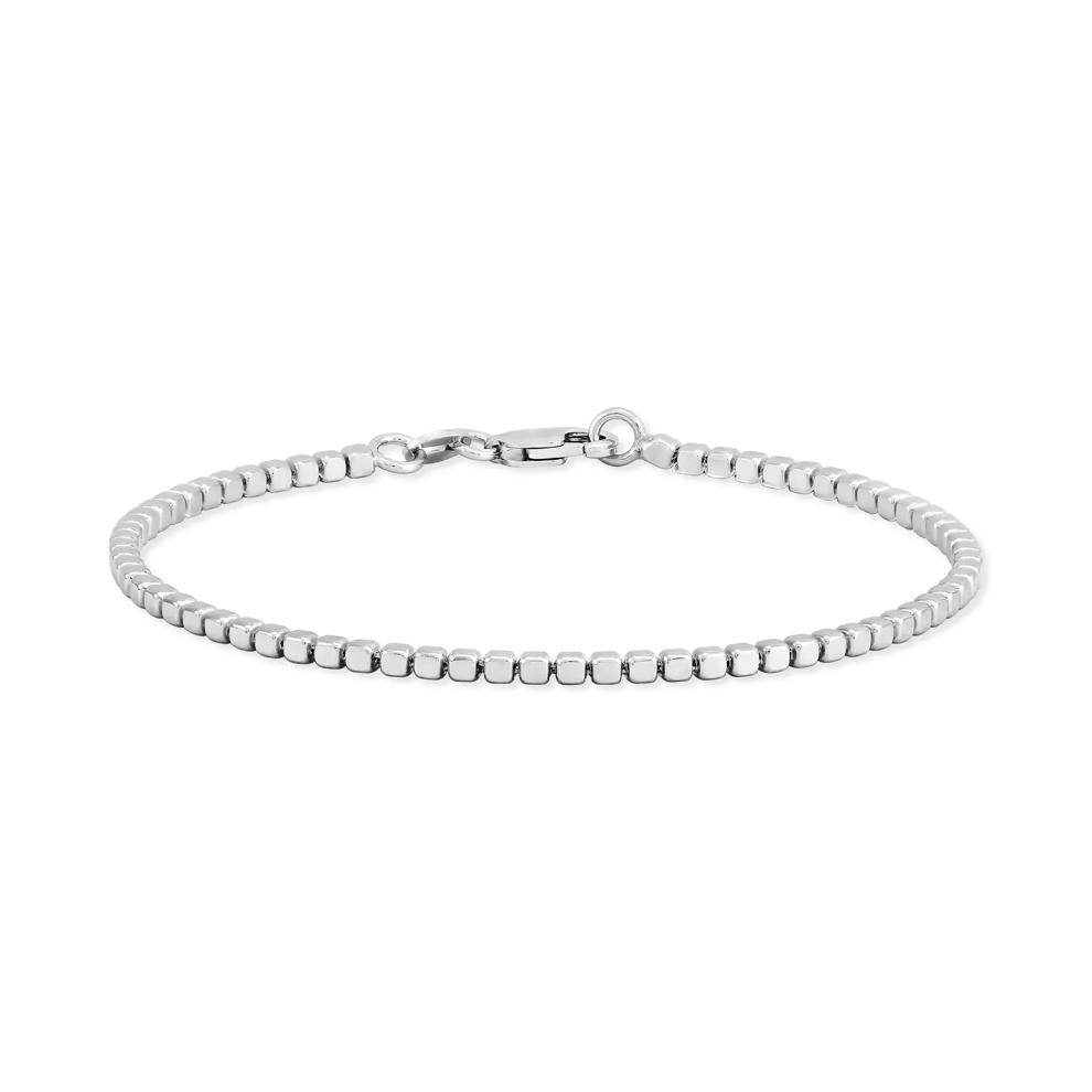 Rounded Square Bead Bracelet in Sterling Silver, 7.5" – Image 1 of 2