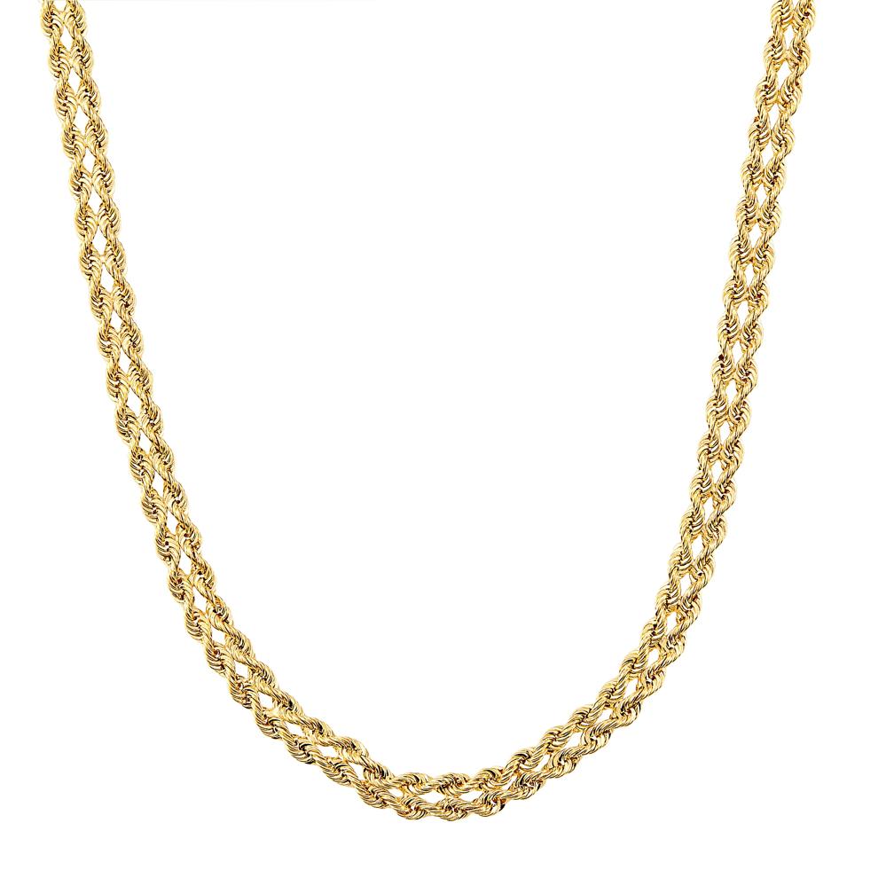 Double Row Hollow Rope Chain in 10K Yellow Gold – Image 1 of 3