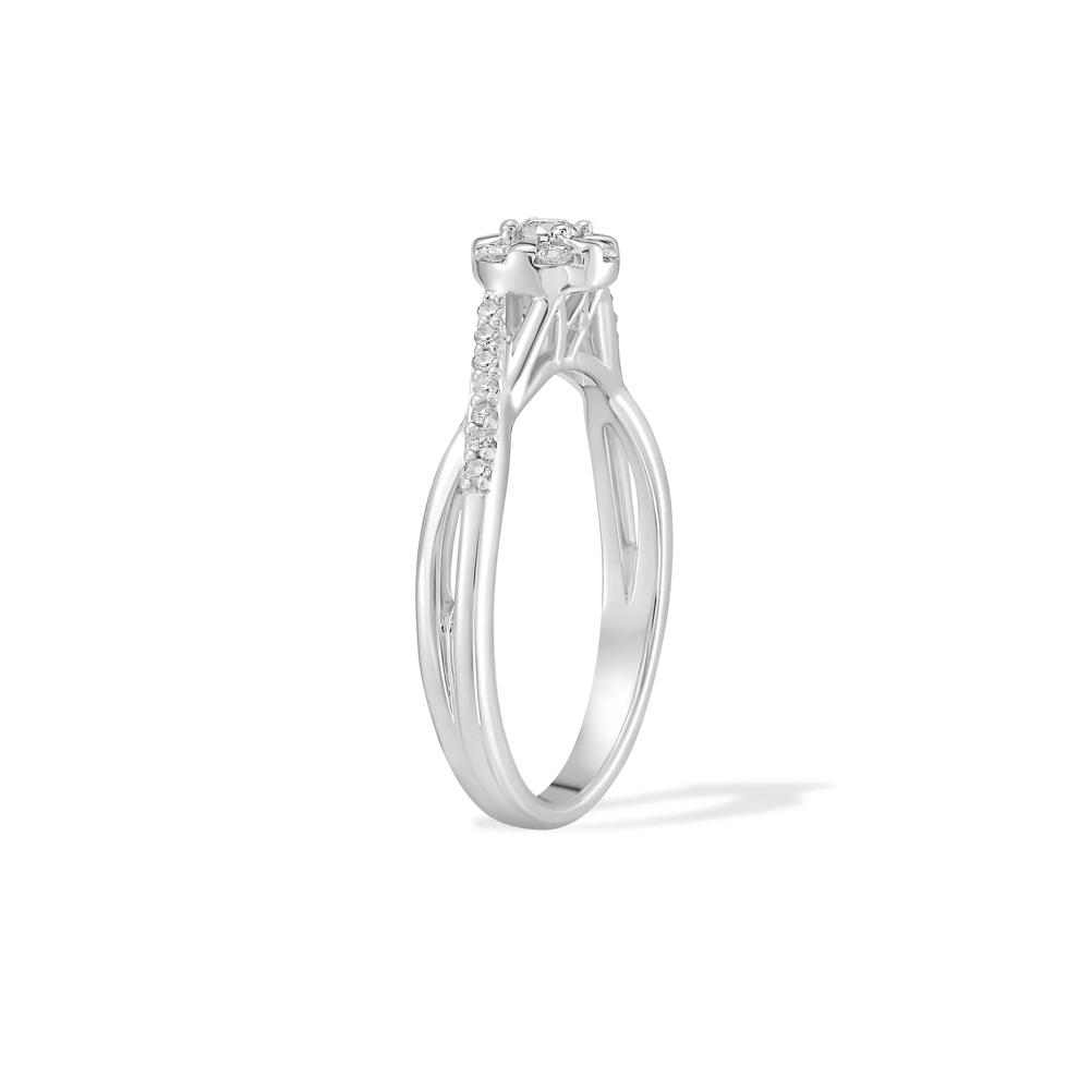 Diamond Center Round Halo Promise Ring in Sterling Silver (1/4 ct. tw.) – Image 3 of 4