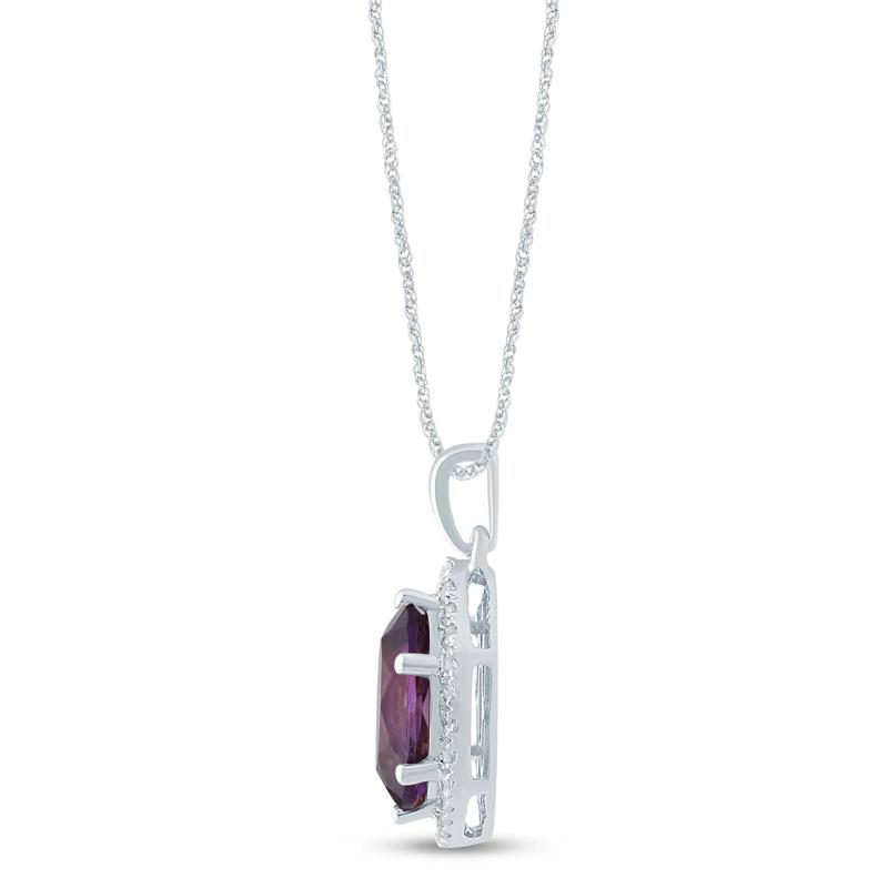 Oval Amethyst Pendant in 10K White Gold &#40;1/10 ct. tw.&#41; – Image 2 of 3