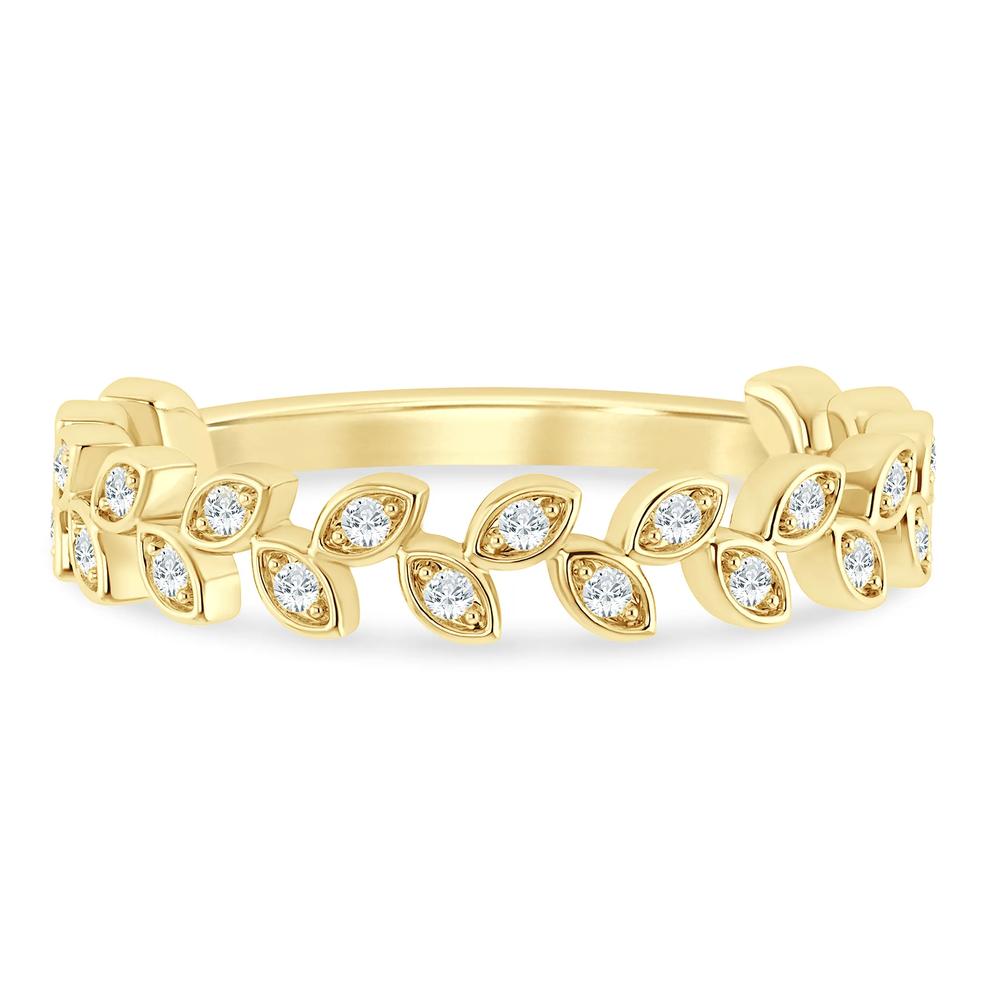 Lab Grown Diamond Floral Band in 10K Yellow Gold (1/7 ct. tw.) – Image 1 of 3