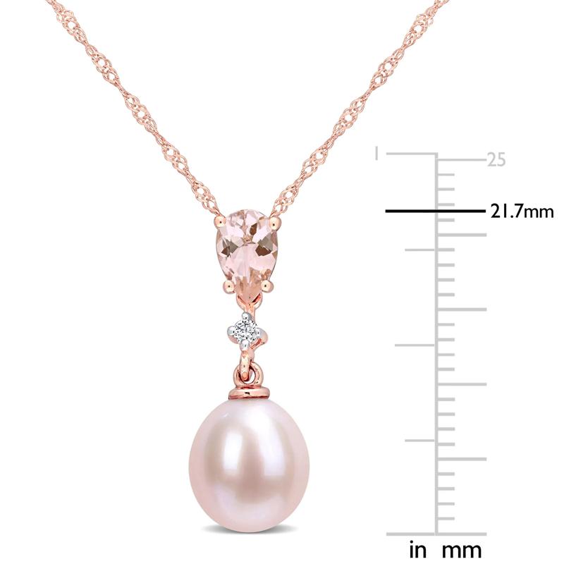 Pink Pearl Pendant with Morganite and Diamond Accent in 10K Rose Gold – Image 3 of 6