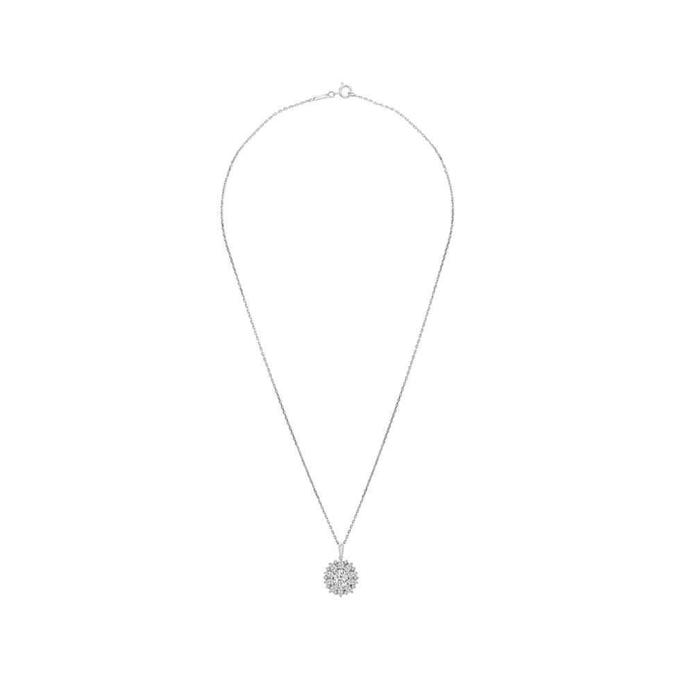 Lab Grown Diamond Double Halo Pendant Necklace in 10K White Gold (2 ct. tw.) – Image 4 of 4