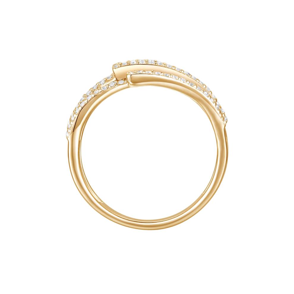 Emerald and Diamond Ribbon Ring in 10K Yellow Gold (1/2 ct. tw.) – Image 2 of 3