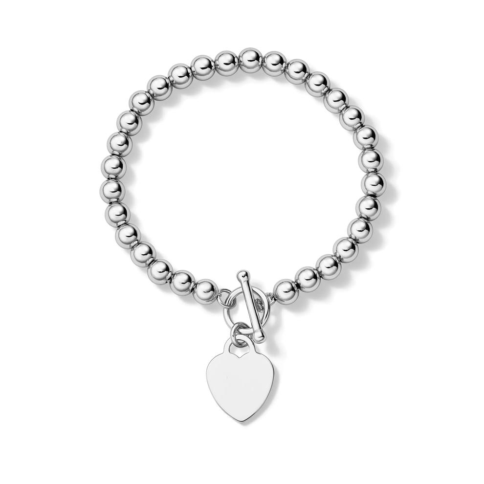 Heart Disc Bead Bracelet in Sterling Silver – Image 2 of 2