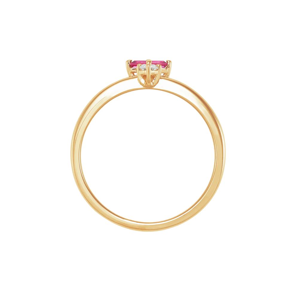 Lab Grown Diamond Accent and Lab-Created Ruby Ring in 10K Yellow Gold – Image 2 of 3