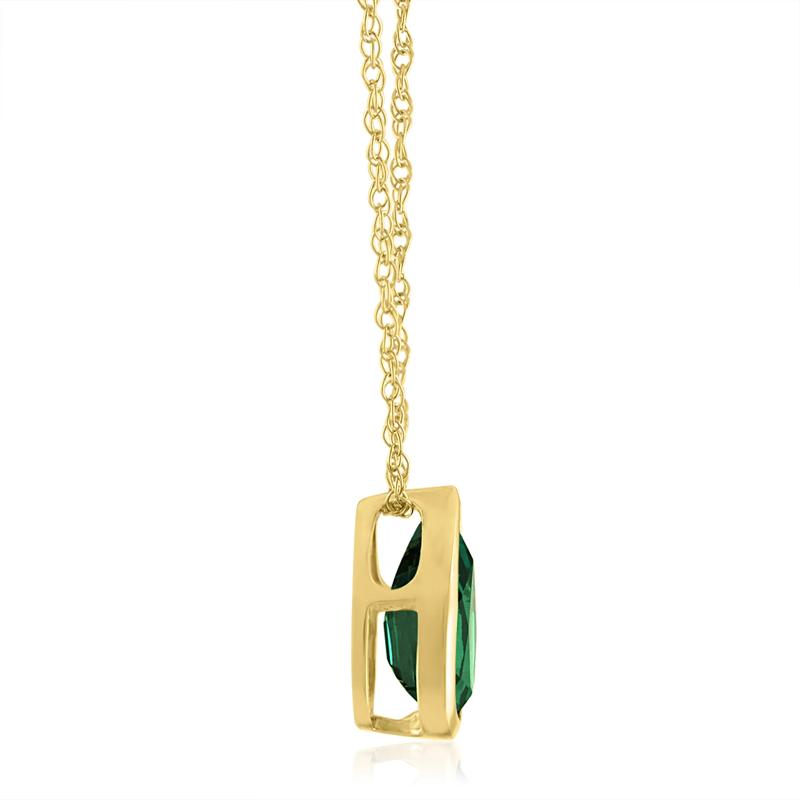 Lab-Created Emerald Birthstone Pendant in 10K Yellow Gold  – Image 2 of 2