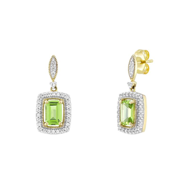 Peridot and Lab-Created White Sapphire Earrings in 10K Yellow Gold – Image 1 of 1