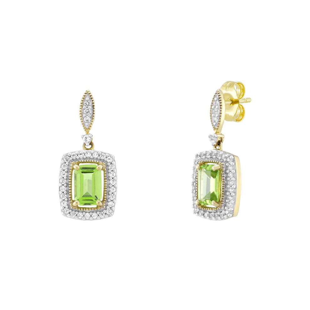 Peridot and Lab-Created White Sapphire Earrings in 10K Yellow Gold – Image 1 of 1