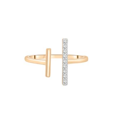 Open Diamond Bar Ring in 10K Yellow Gold (1/10 ct. tw.)