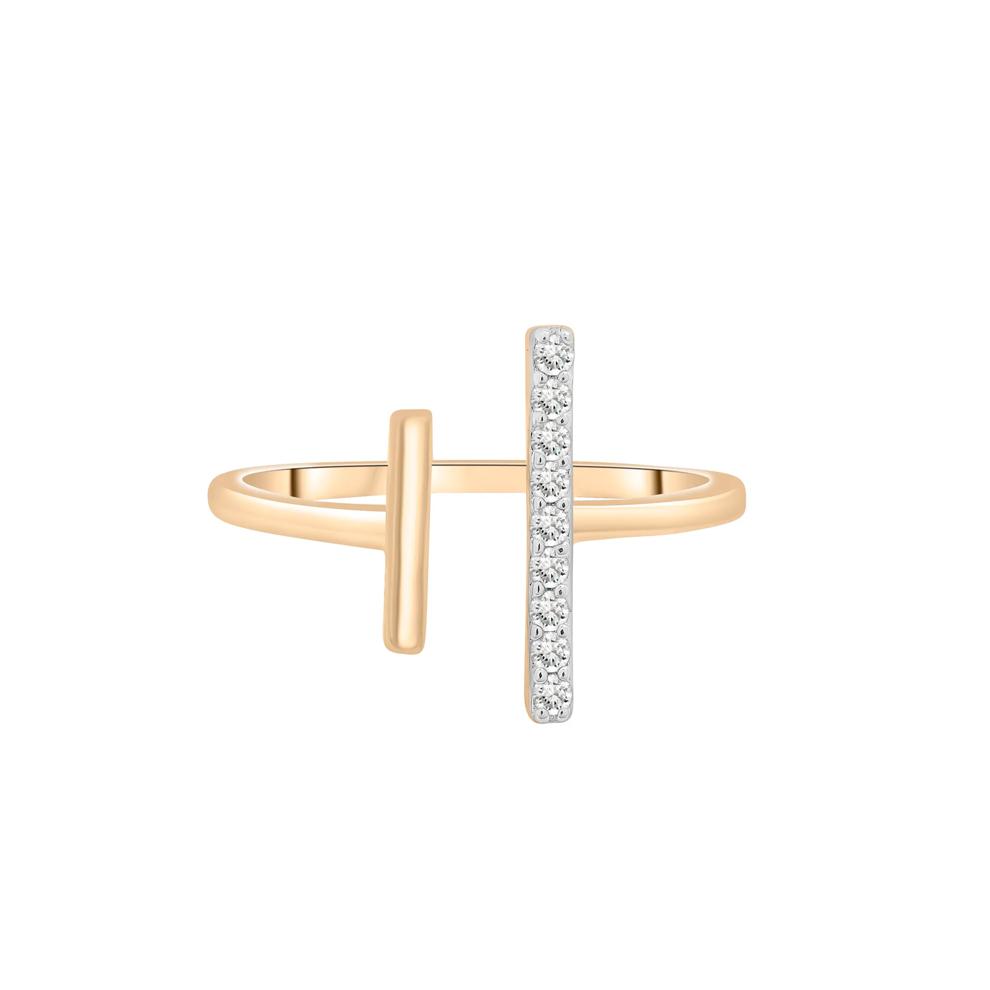 Open Diamond Bar Ring in 10K Yellow Gold (1/10 ct. tw.) – Image 1 of 5
