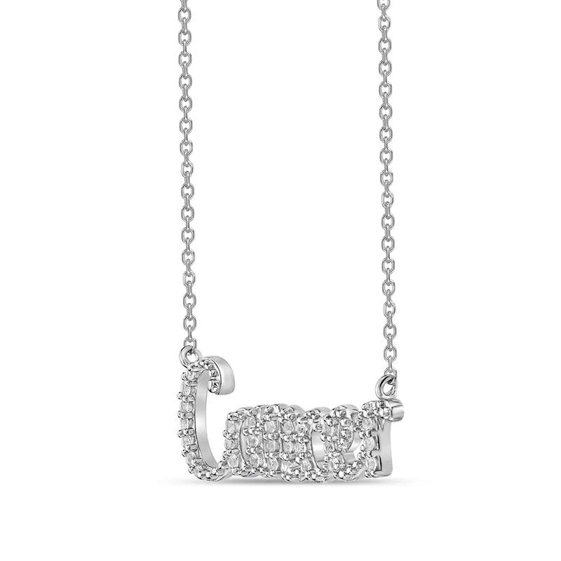 Cancer Lab Created White Sapphire Necklace in Sterling Silver – Image 2 of 3