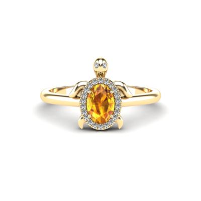 Citrine & Diamond Accent Turtle Ring in 10K Yellow Gold