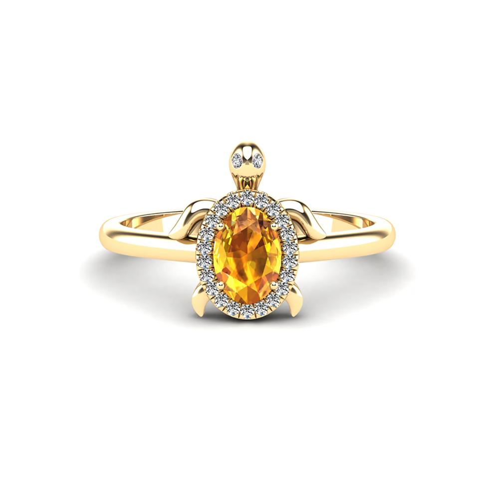 Citrine &amp; Diamond Accent Turtle Ring in 10K Yellow Gold – Image 1 of 4