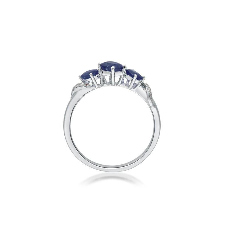 Blue Sapphire and Diamond Accent Ring in 10K White Gold – Image 2 of 5