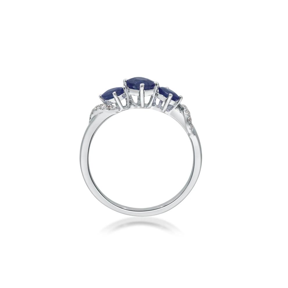 Blue Sapphire and Diamond Accent Ring in 10K White Gold – Image 2 of 5