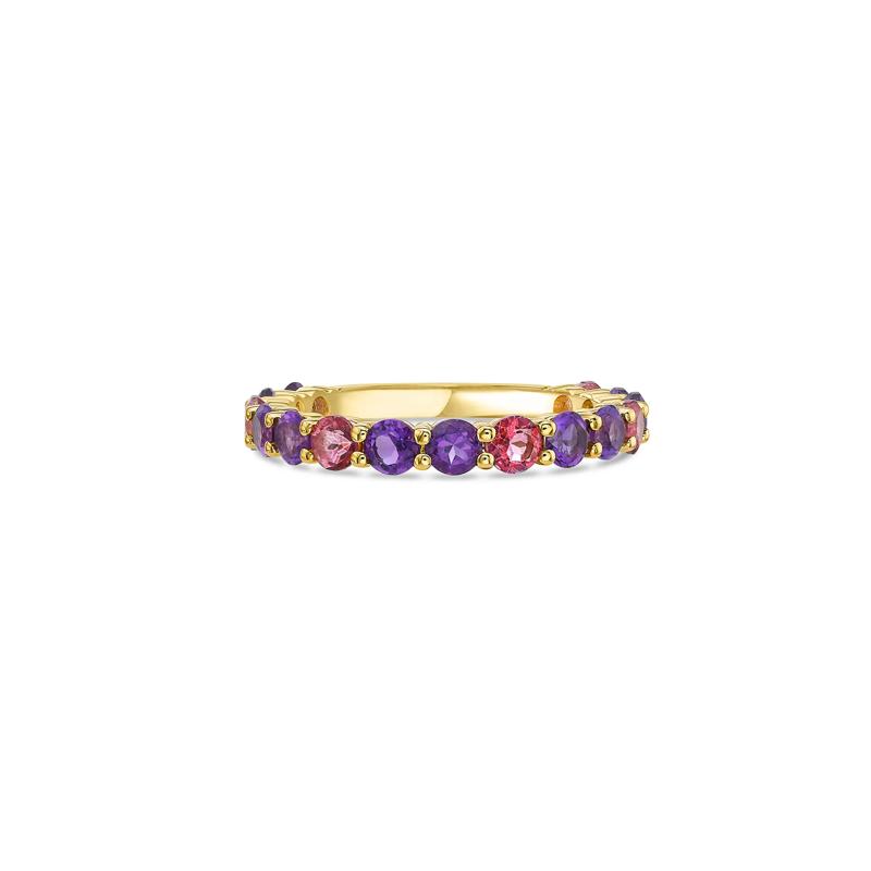 Amethyst and Pink Topaz Ring in 10K Yellow Gold – Image 1 of 4