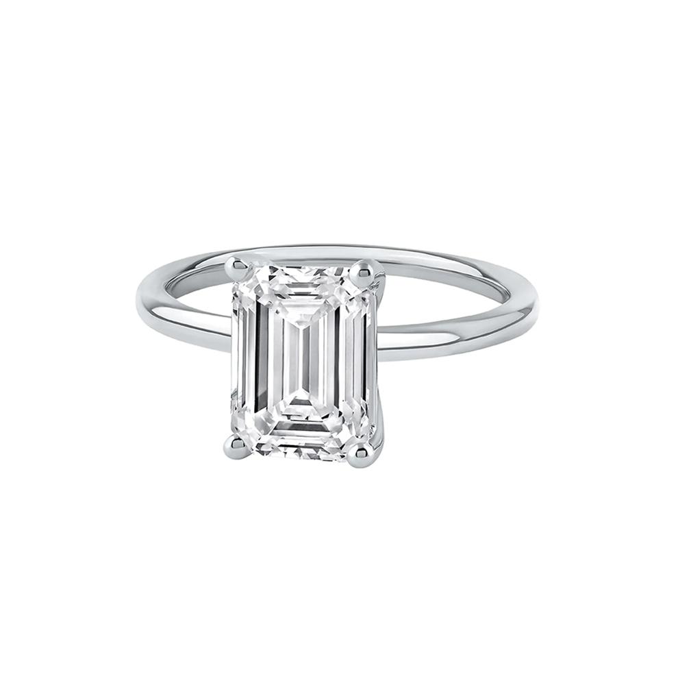 Lab Grown Diamond Emerald-Cut Solitaire Ring in Platinum (3 ct.) – Image 4 of 4