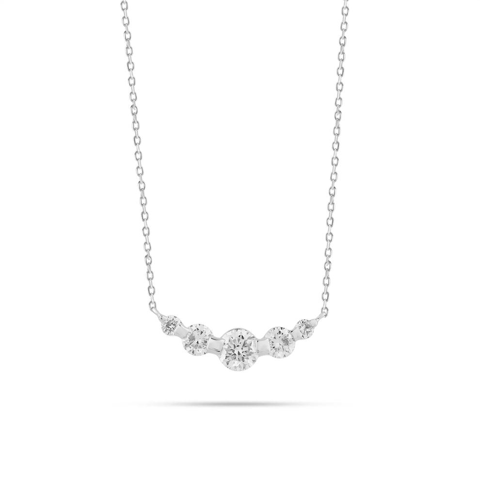 Diamond Five-Stone Graduated Necklace in Sterling Silver (1/2 ct. tw.) – Image 1 of 4