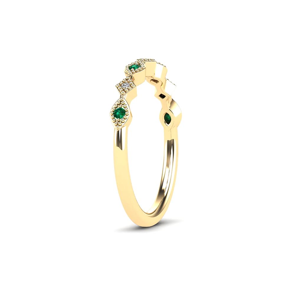 Emerald &amp; Diamond Accent Stack Band in 10K Yellow Gold – Image 3 of 4