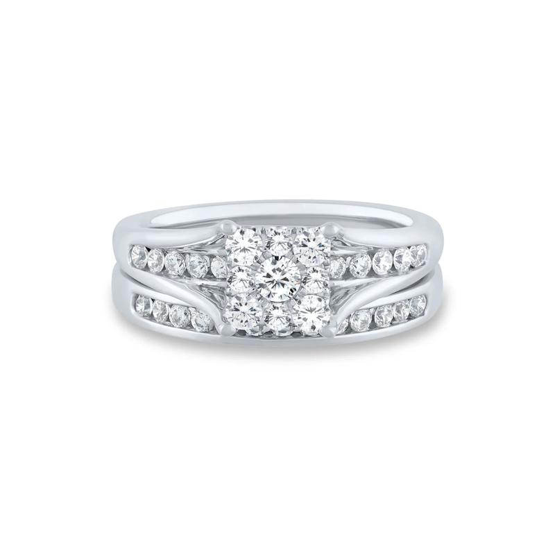 Composite Diamond Engagement Ring Set in 10K White Gold &#40;1 ct. tw.&#41; – Image 1 of 5