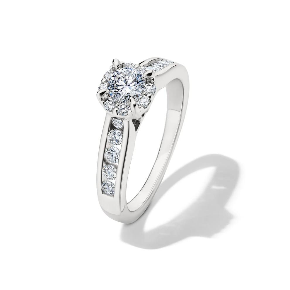 Diamond Halo Engagement Ring in 14K White Gold (7/8 ct. tw.) – Image 4 of 4