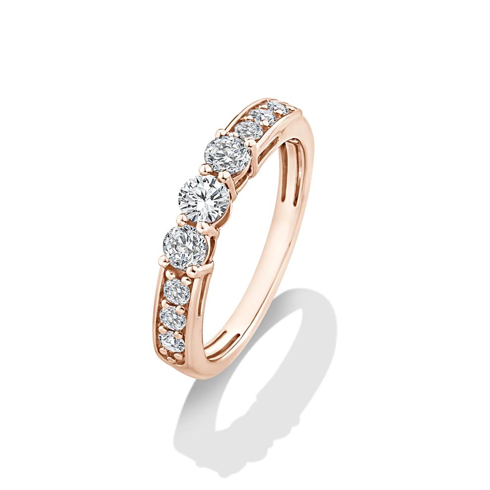 Lab Grown Diamond Round Center Three-Stone Engagement Set in 10K Rose Gold (4 ct. tw.) – Image 6 of 6