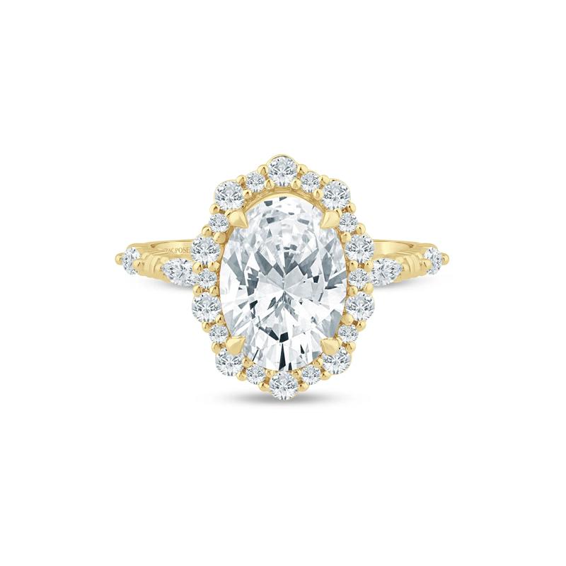 Lab Grown Diamond Oval Halo Engagement Ring in 14K Yellow Gold &#40;3 1/2 ct. tw.&#41; – Image 1 of 3