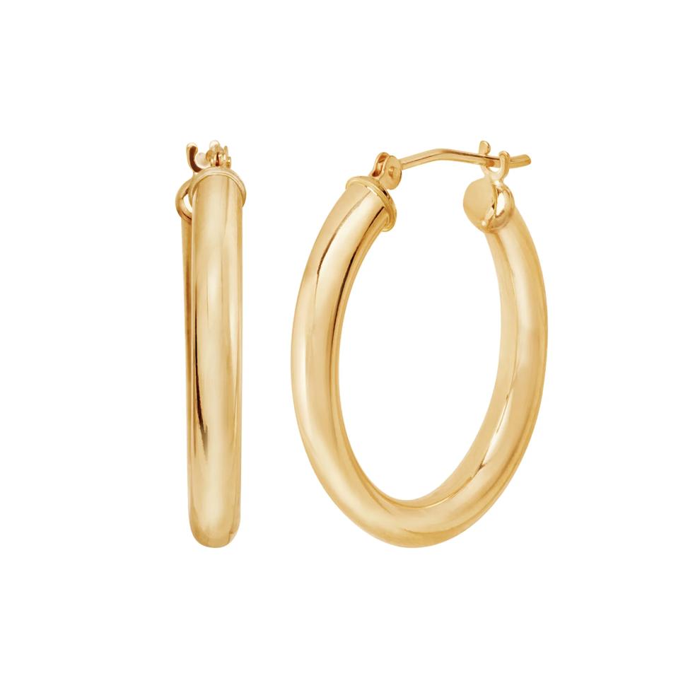 Polished Hoop Earrings in 14K Yellow Gold, 25MM – Image 1 of 2