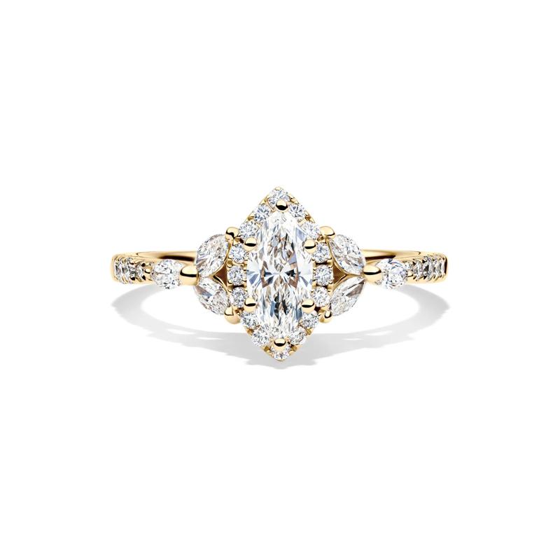 1 ct. tw. Marquise-Shaped Halo Diamond Engagement Ring in 14K Yellow Gold – Image 1 of 5
