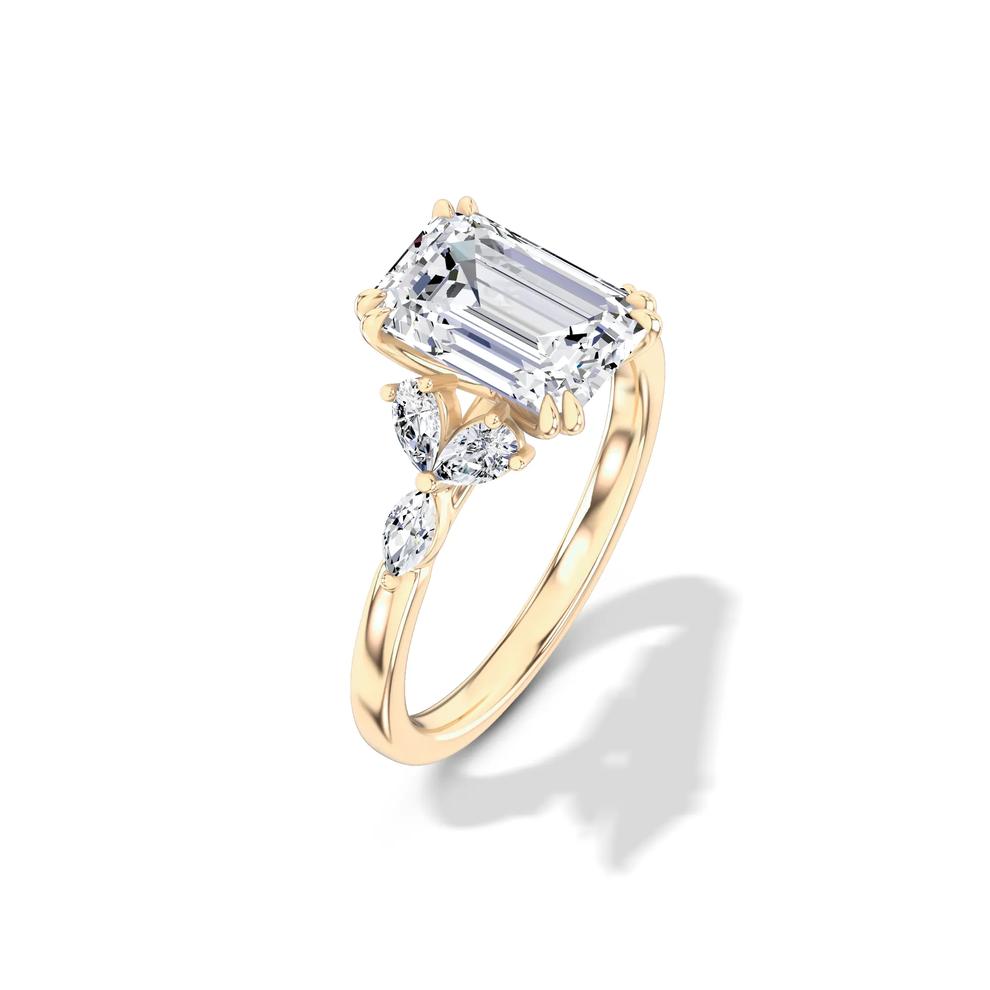 Lab Grown Diamond Emerald-Cut Center Engagement Ring in 14K Yellow Gold (3 3/8 ct. tw.) – Image 4 of 4