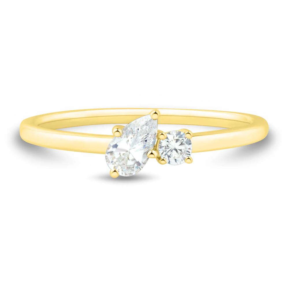 Lab Grown Diamond Toi et Moi Pear and Round-Shaped Ring in 10K Yellow Gold (1/3 ct. tw.) – Image 1 of 3
