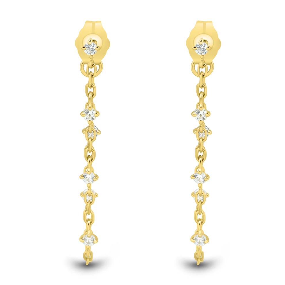Lab Grown Diamond Dangle Chain Earrings in 10K Yellow Gold (1/4 ct. tw.) – Image 2 of 2