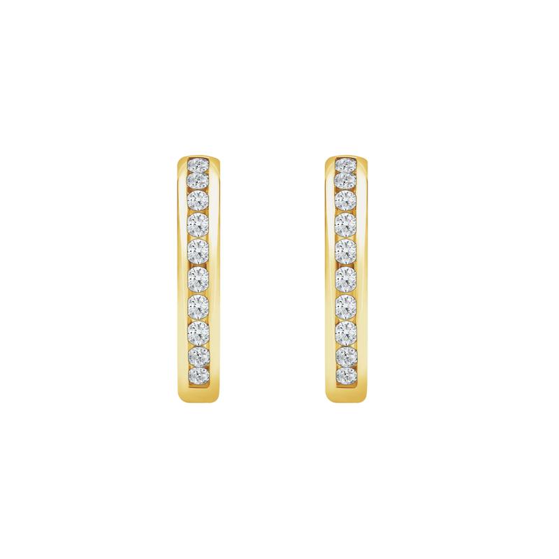 Lab Grown Diamond Hoop Earrings in 14K Yellow Gold &#40;1/3 ct. tw.&#41; – Image 2 of 3
