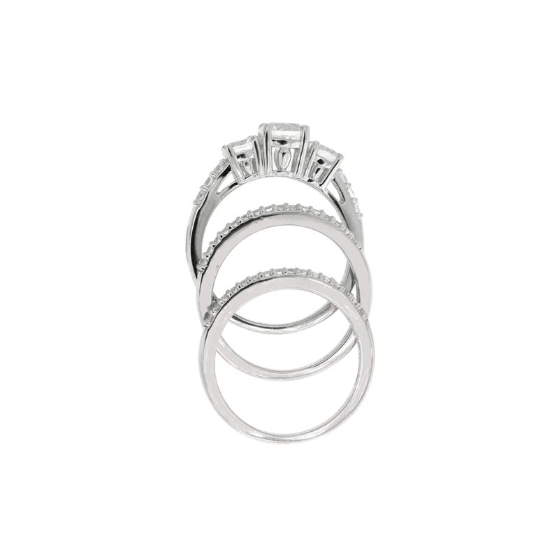 Lab Created White Sapphire Stackable Ring Set with Three Pieces in Sterling Silver – Image 2 of 3