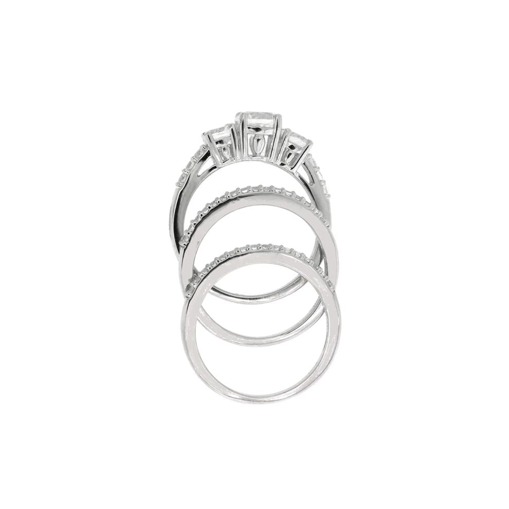Lab Created White Sapphire Stackable Ring Set with Three Pieces in Sterling Silver – Image 2 of 3