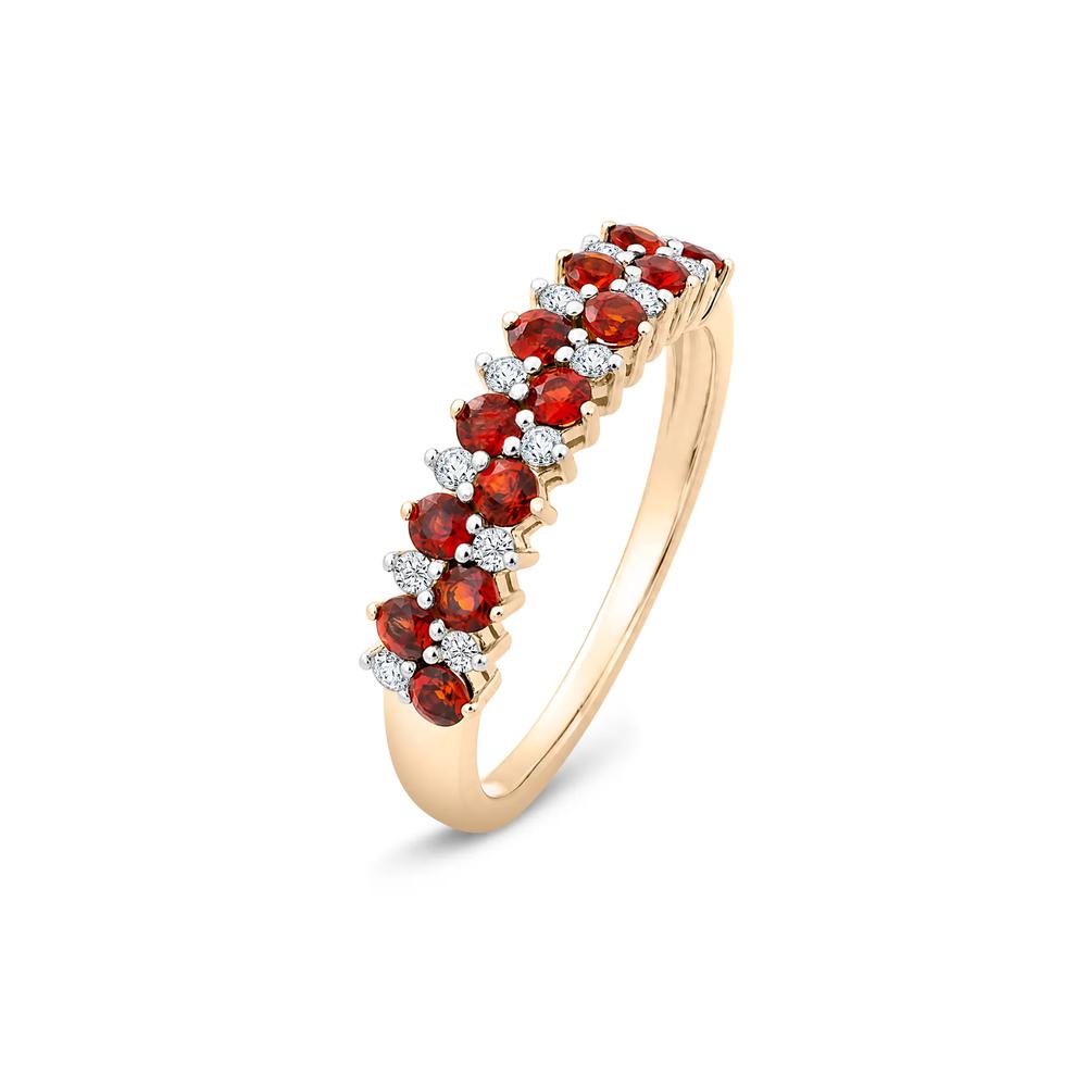 Garnet &amp; Diamond Band in 10K Yellow Gold (1/7 ct. tw.) – Image 4 of 4