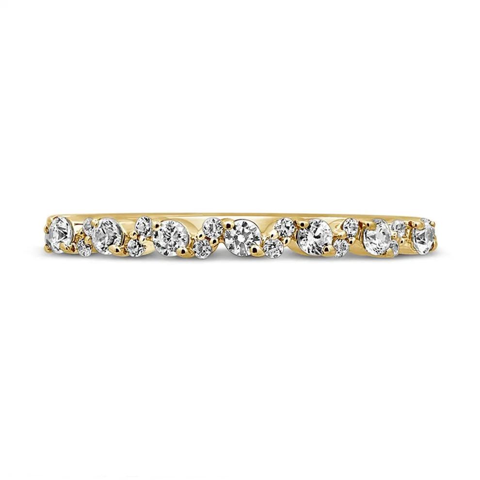 Diamond Stacking Ring with Zigzag Setting in 10K Yellow Gold (1/4 ct. tw.) – Image 1 of 3