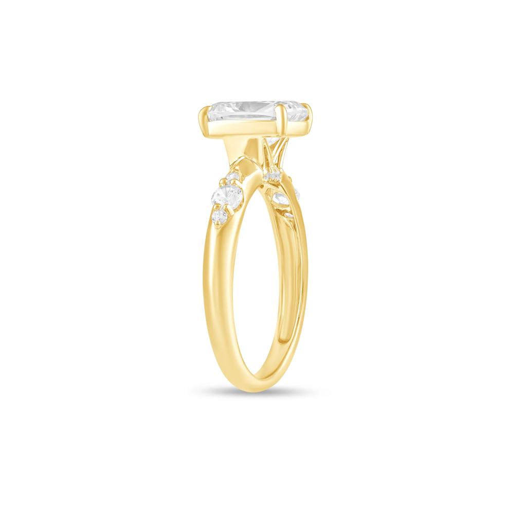 Lab Grown Diamond Elongated Cushion Center Engagement Ring in 10K Yellow Gold (2 1/5 ct. tw.) – Image 3 of 4
